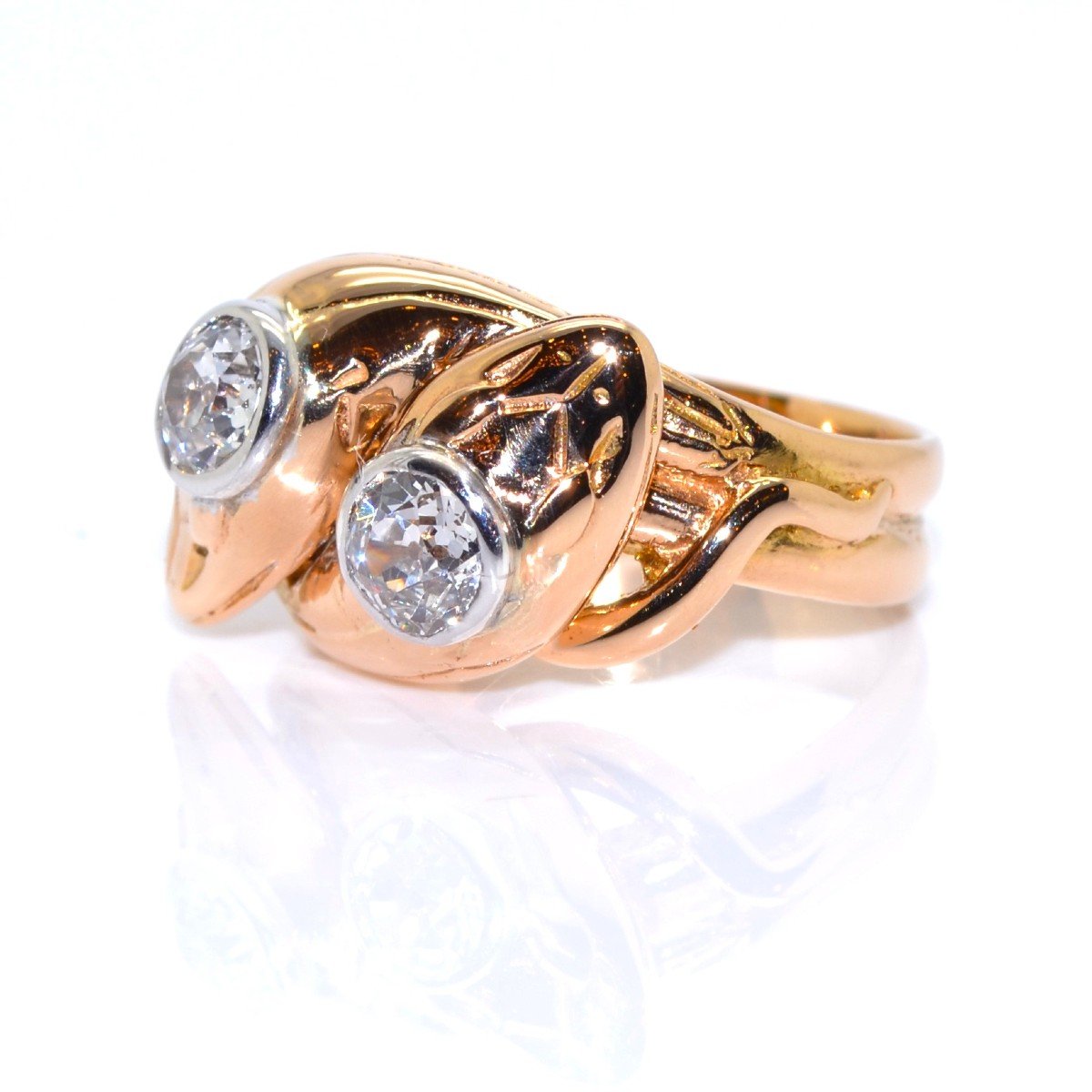 Gold And Diamond Snake Ring-photo-2