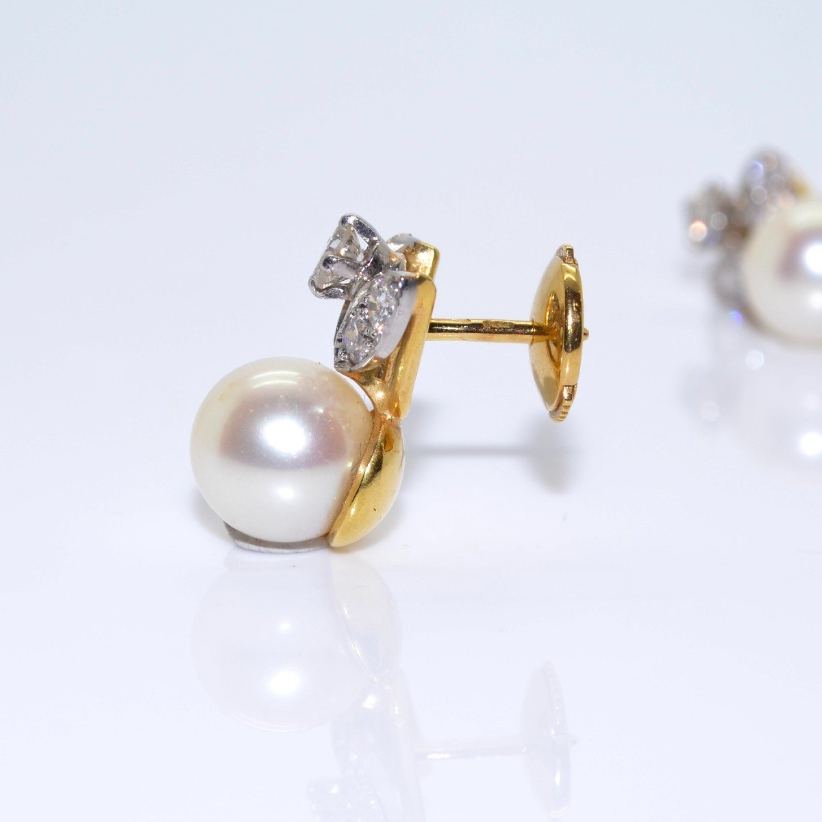 Pearl And Diamond Earrings-photo-3