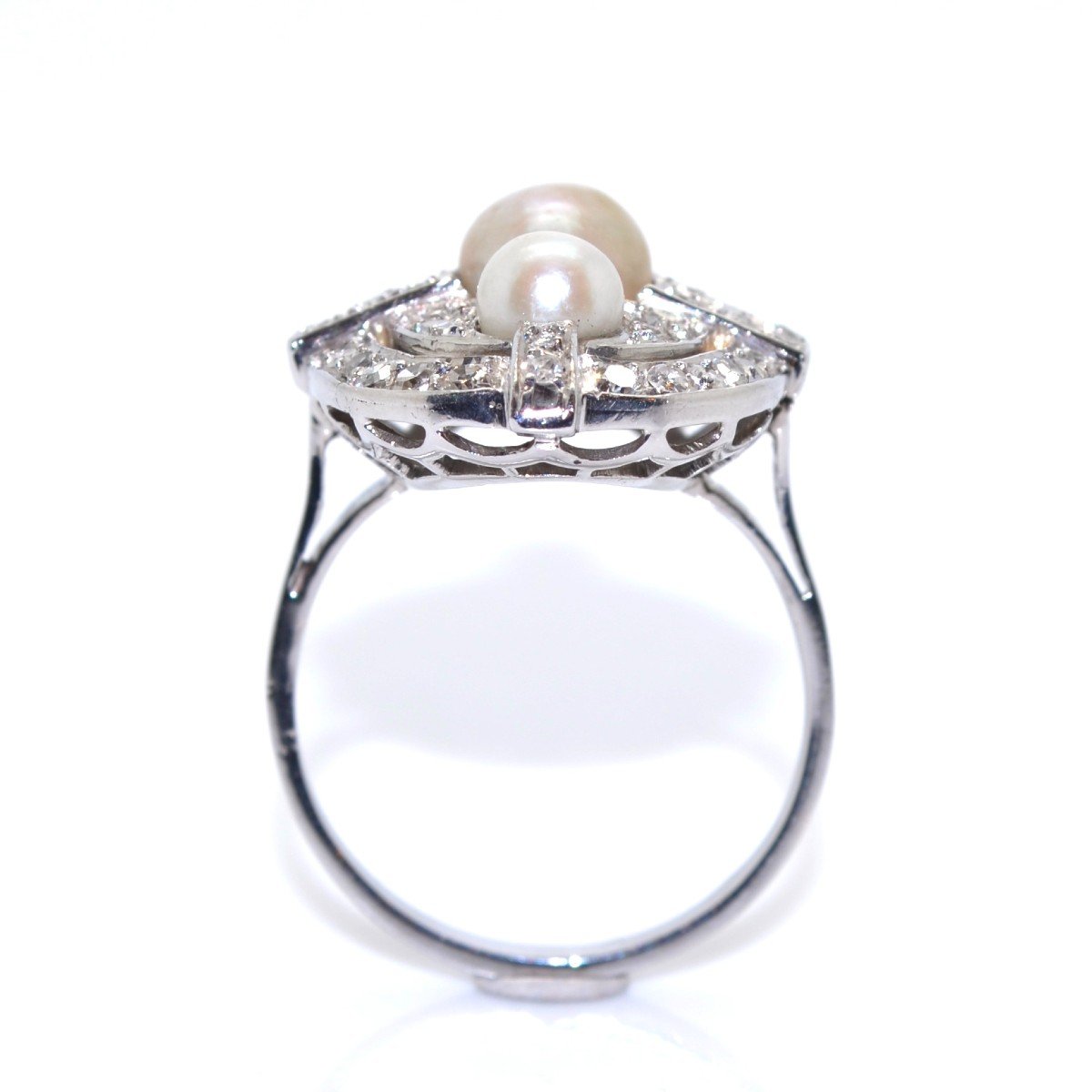 Pearl And Diamond Art Deco Ring-photo-2