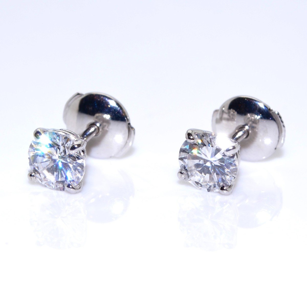 Boucles d'Oreilles (puces) Diamants - 1,60ct Total-photo-1