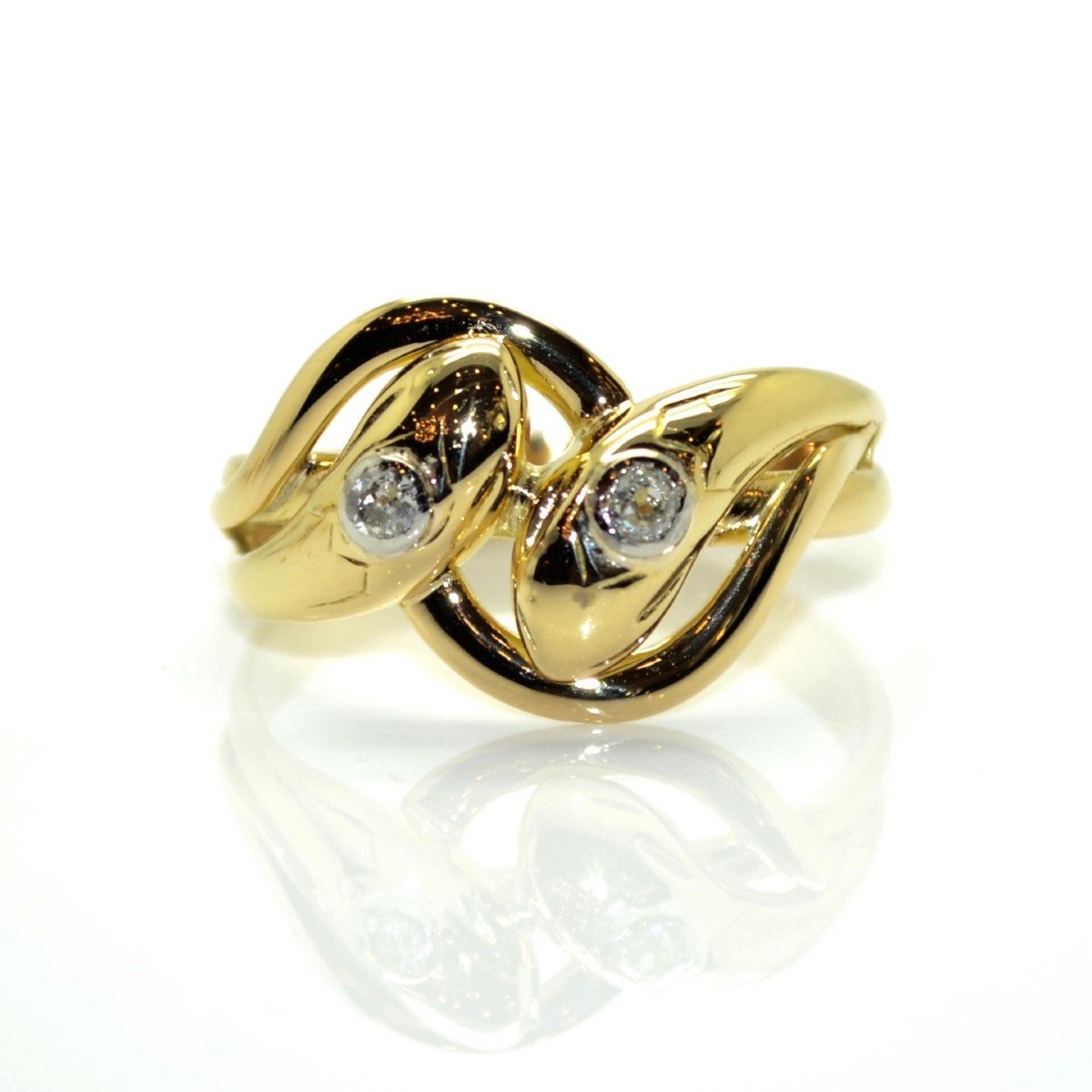 Gold And Diamond Snake Ring