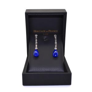 Boucles d'Oreilles Diamants Et Lapis-lazuli