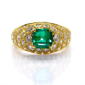 Emerald And Diamond Pave Ring