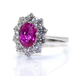 Bague Entourage En Rubis Et Diamants