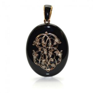 Onyx And Diamonds Locket Pendant