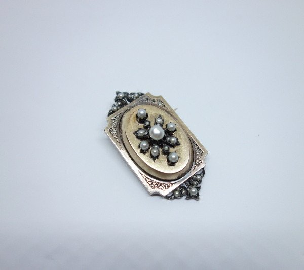 Broche-pendentif En Or Rosé, Perles Fines Et Miniature.-photo-1