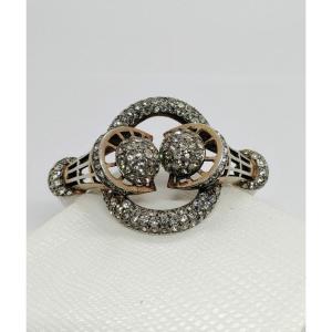 Bracelet Argent Et Vermeil, Modèle Structuré, Rare, Art Déco, Paris Vers 1930.