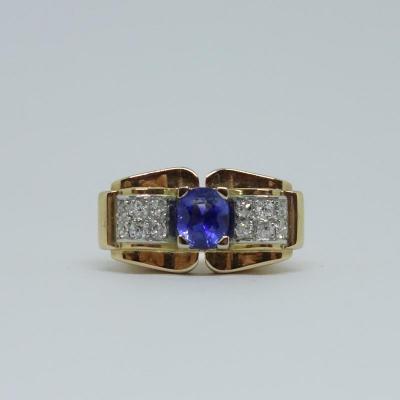 Gold Sapphire And Diamonds Ring