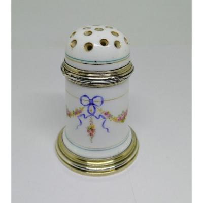 Porcelain And Silver Sprinkler, Vermeil.