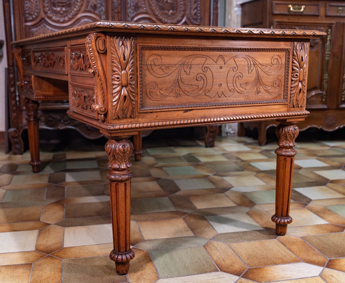 Important Flat Desk In Blond Walnut-photo-2