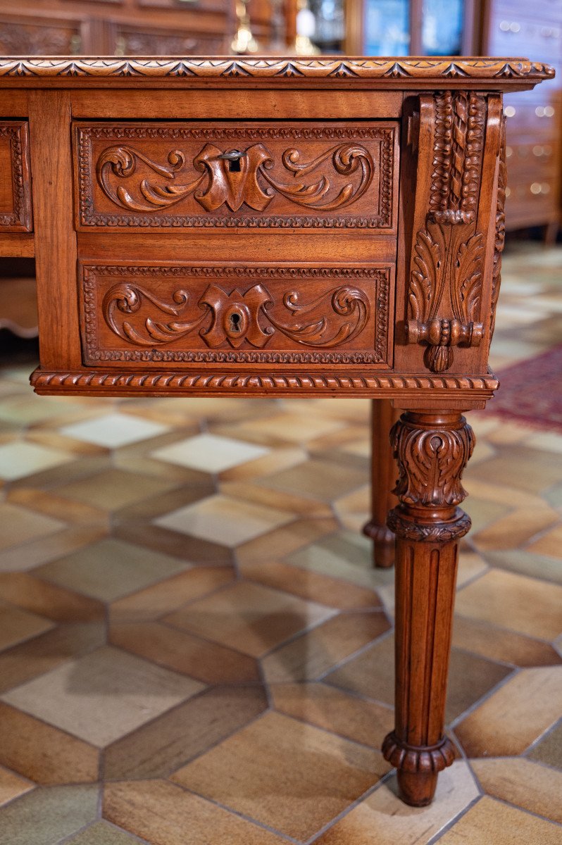 Important Flat Desk In Blond Walnut-photo-3