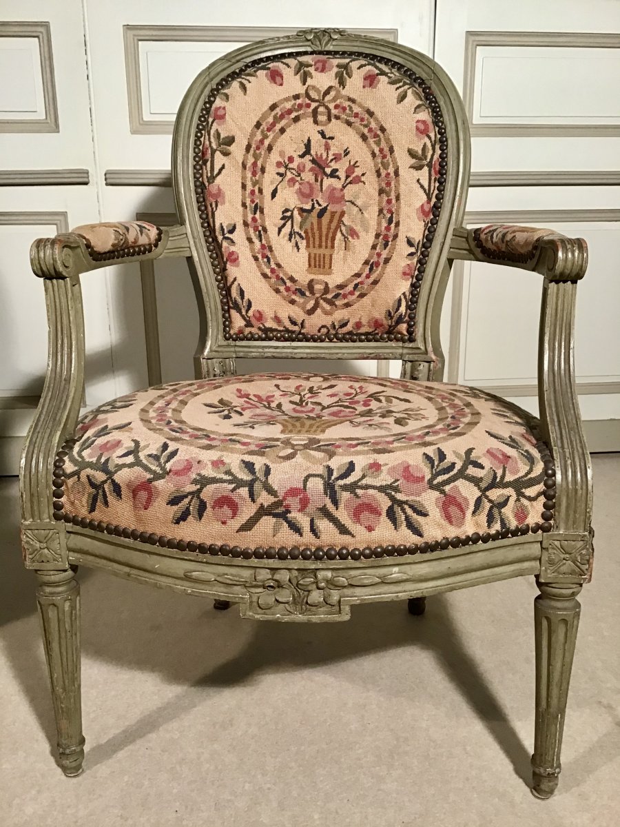 Paire De Fauteuils En Hêtre Epoque Louis XVI-photo-3