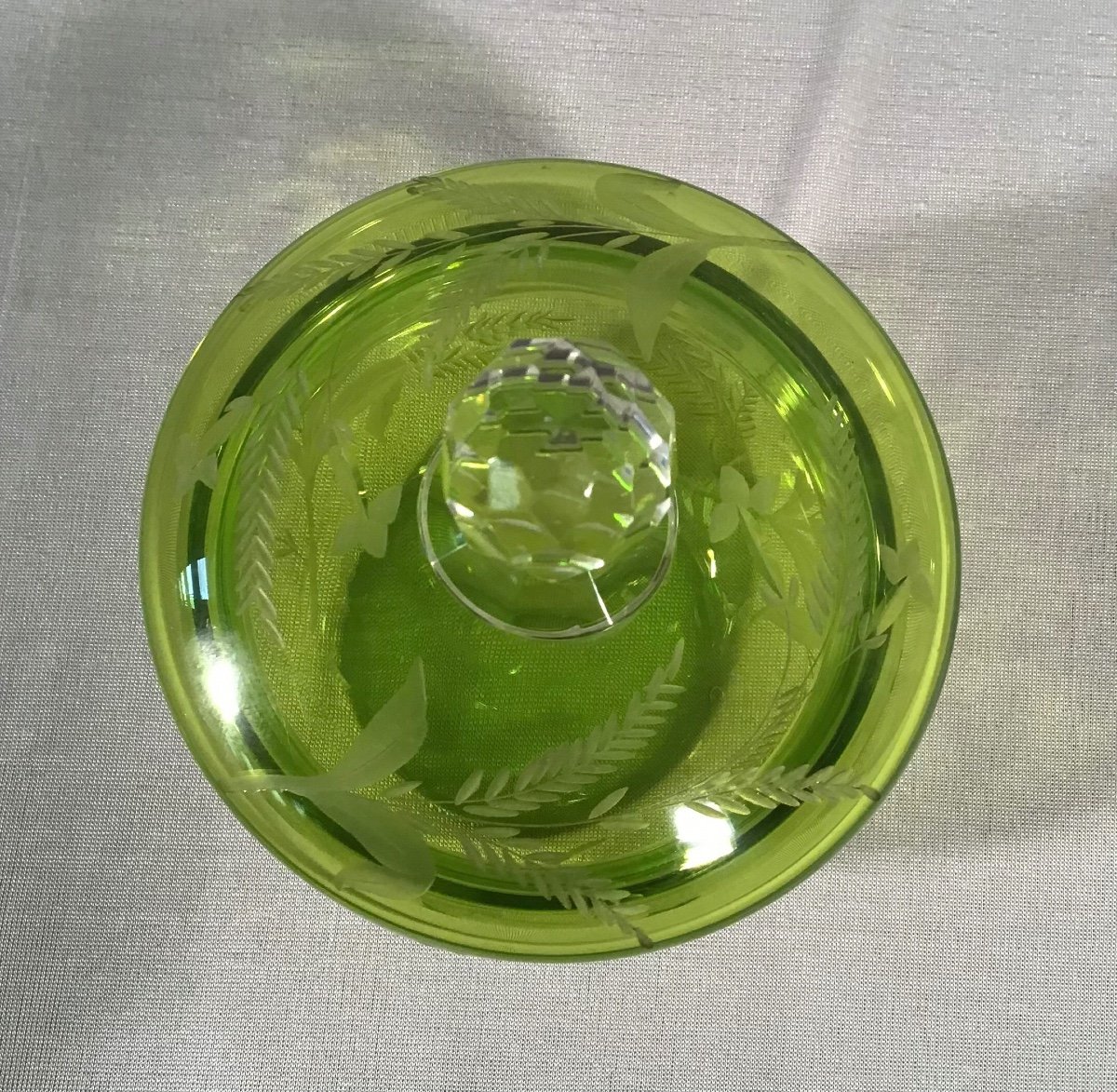 Green Cut Crystal Candy Box, 20th-photo-4