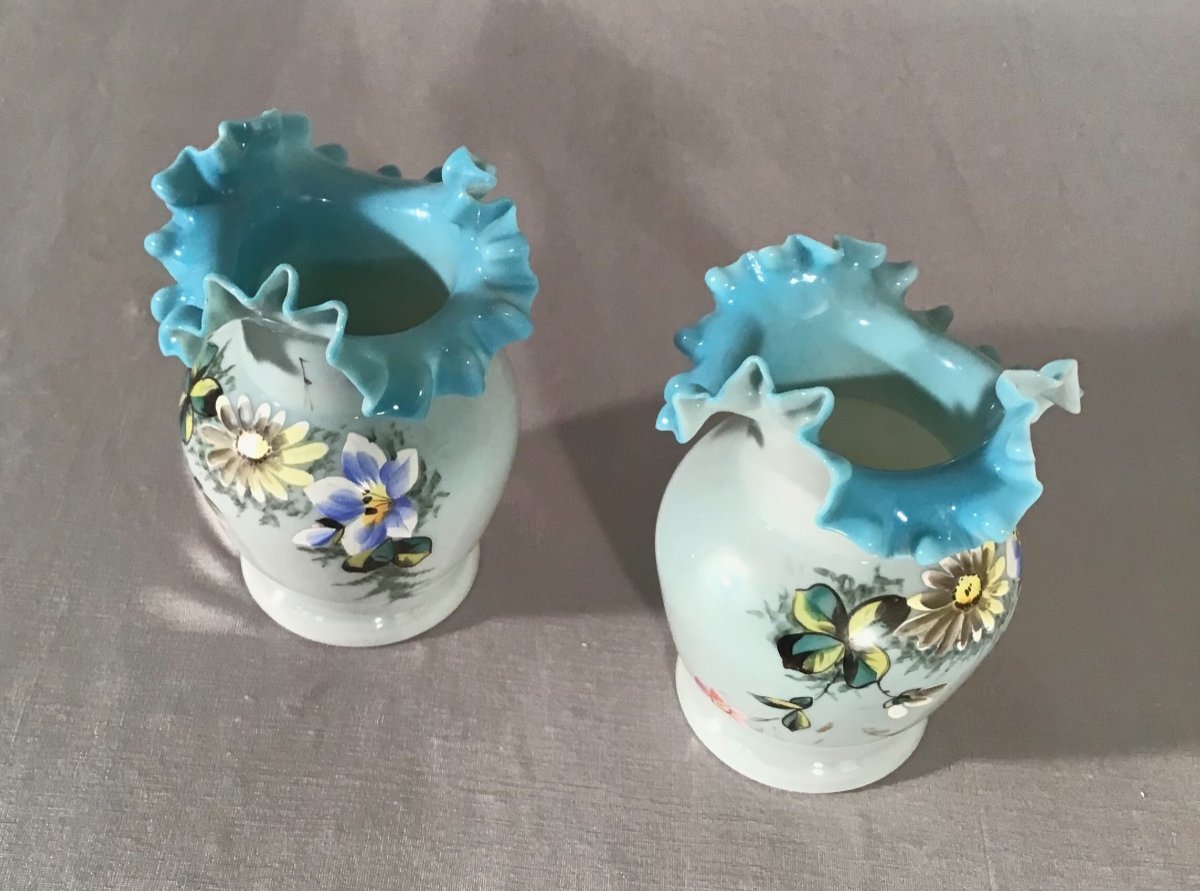 Paire De Vases En Opaline, 19ème -photo-2