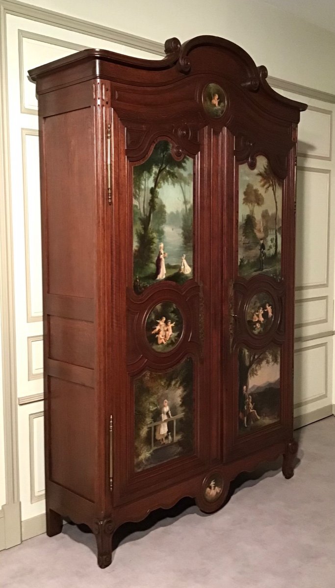 Norman Wardrobe In Original Painted Oak, Period Second Half Of The XIXth Century-photo-2