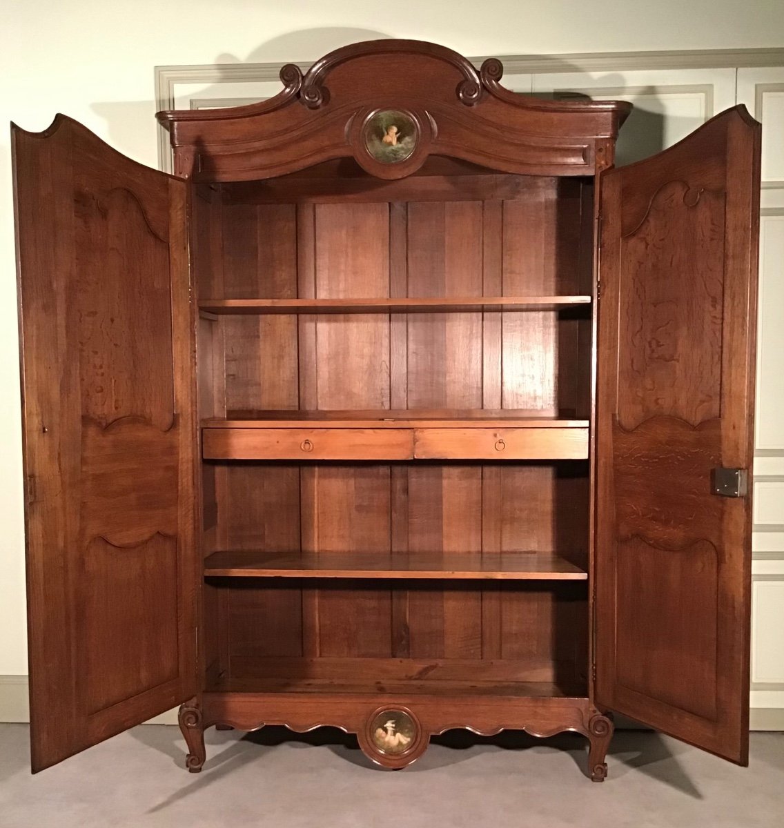 Norman Wardrobe In Original Painted Oak, Period Second Half Of The XIXth Century-photo-3