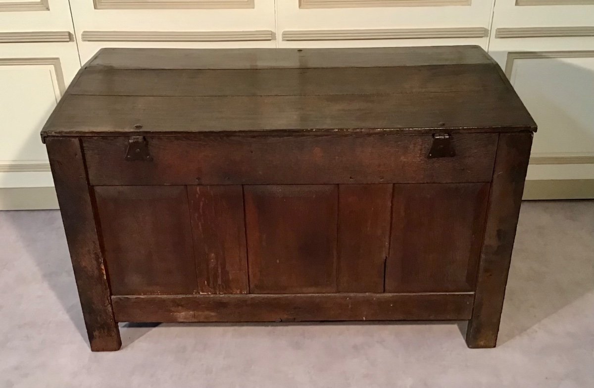 Anglo-norman Chest In Oak, Mid 18th Century Period.-photo-4