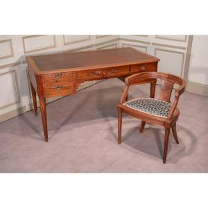 Louis XVI Style Flat Desk And Armchair