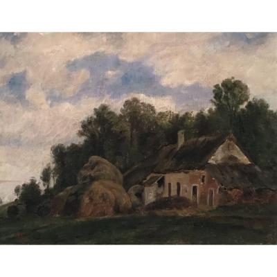Country Painting, In The Style Of Barbizon, Oil On Canvas, Late 18th