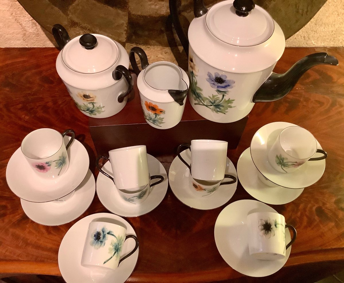 Magnificent Coffee Service, Art Deco, 1925/1930, Limoges, Hand Decor, Lc Decorator-photo-5