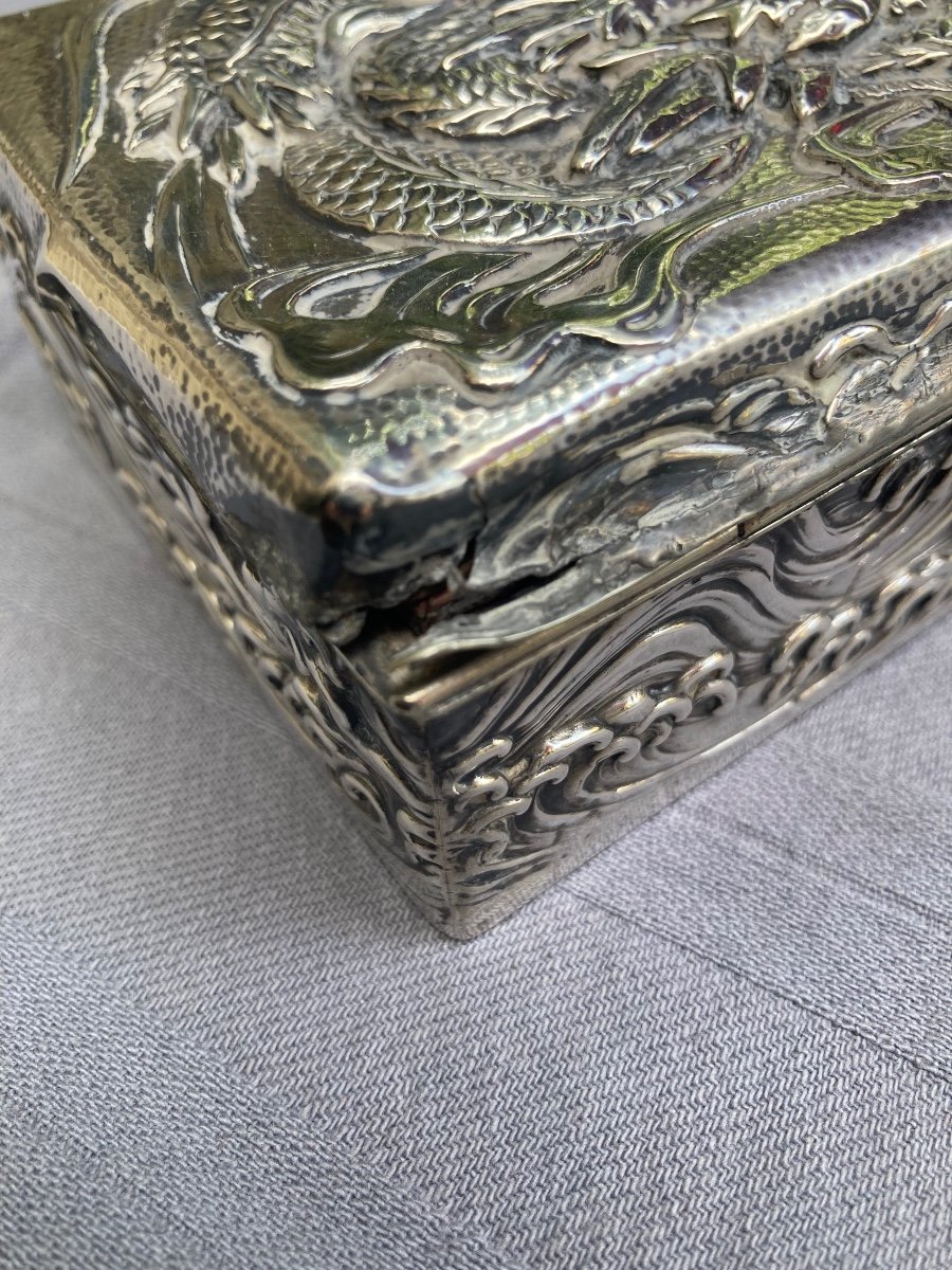 Sterling Silver Box China 19th-photo-3