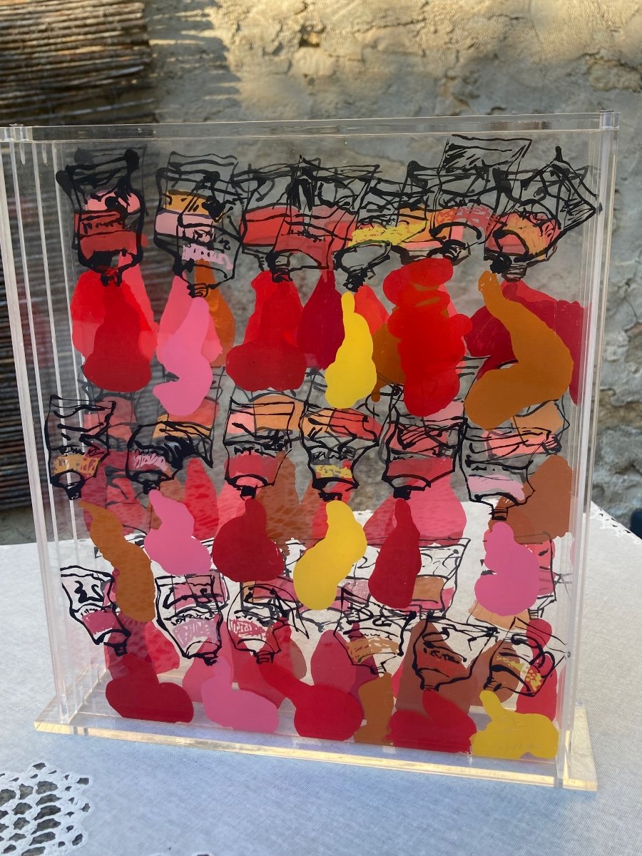 Multiple Sculpture Arman Plexiglas Screen Printing-photo-4