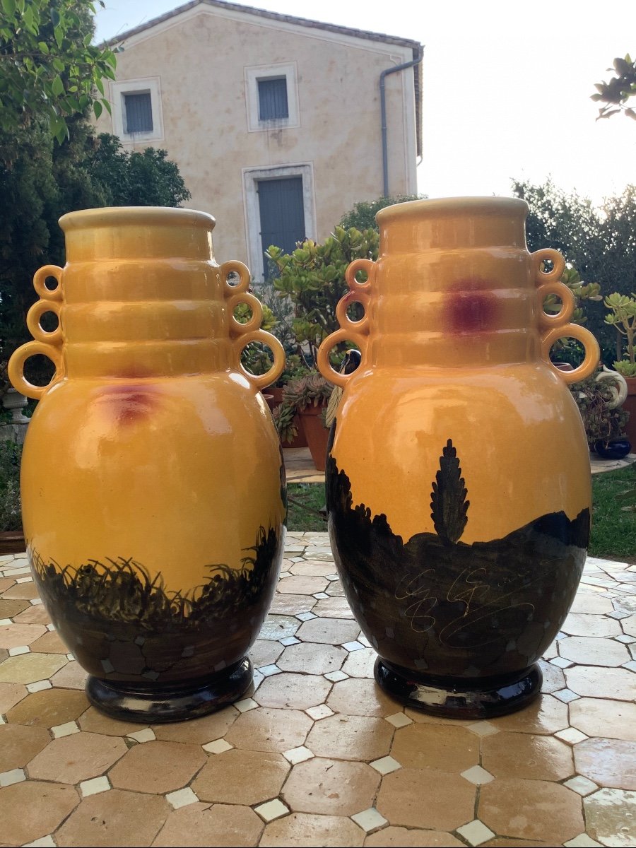 Paire De Grands Vases Céramique Saint Jean Du Désert Marseille -photo-2