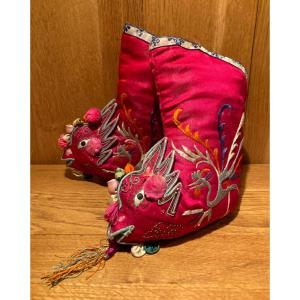 Ancient Chinese Embroidered Silk Children's Slippers