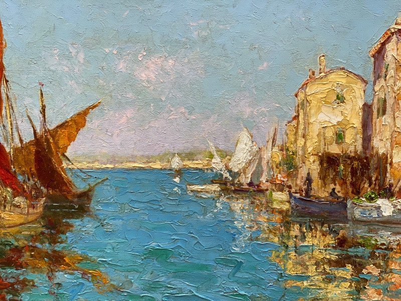 Painting: "les Martigues"(south Of France) By Charles Cousin-photo-2