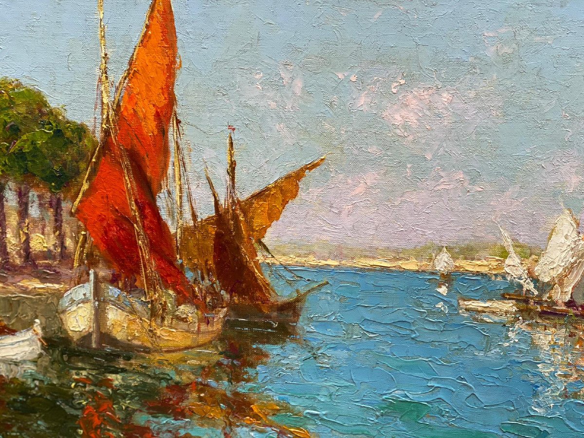 Painting: "les Martigues"(south Of France) By Charles Cousin-photo-1