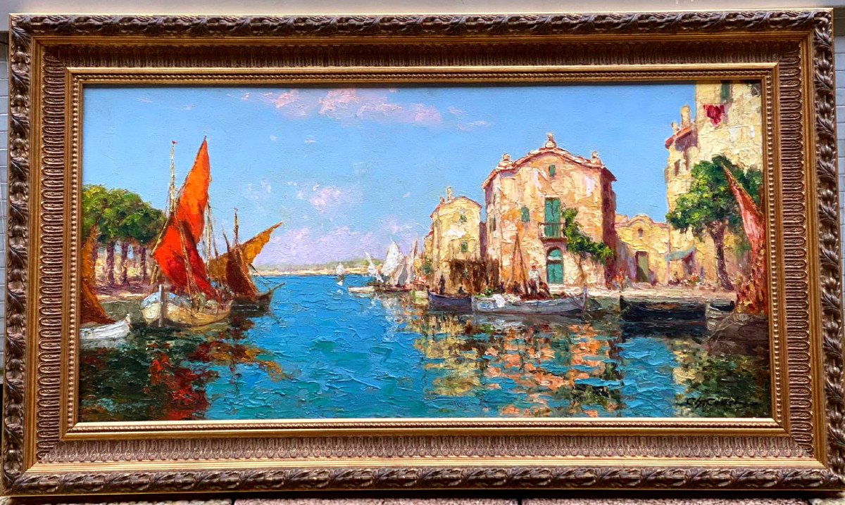 Painting: "les Martigues"(south Of France) By Charles Cousin