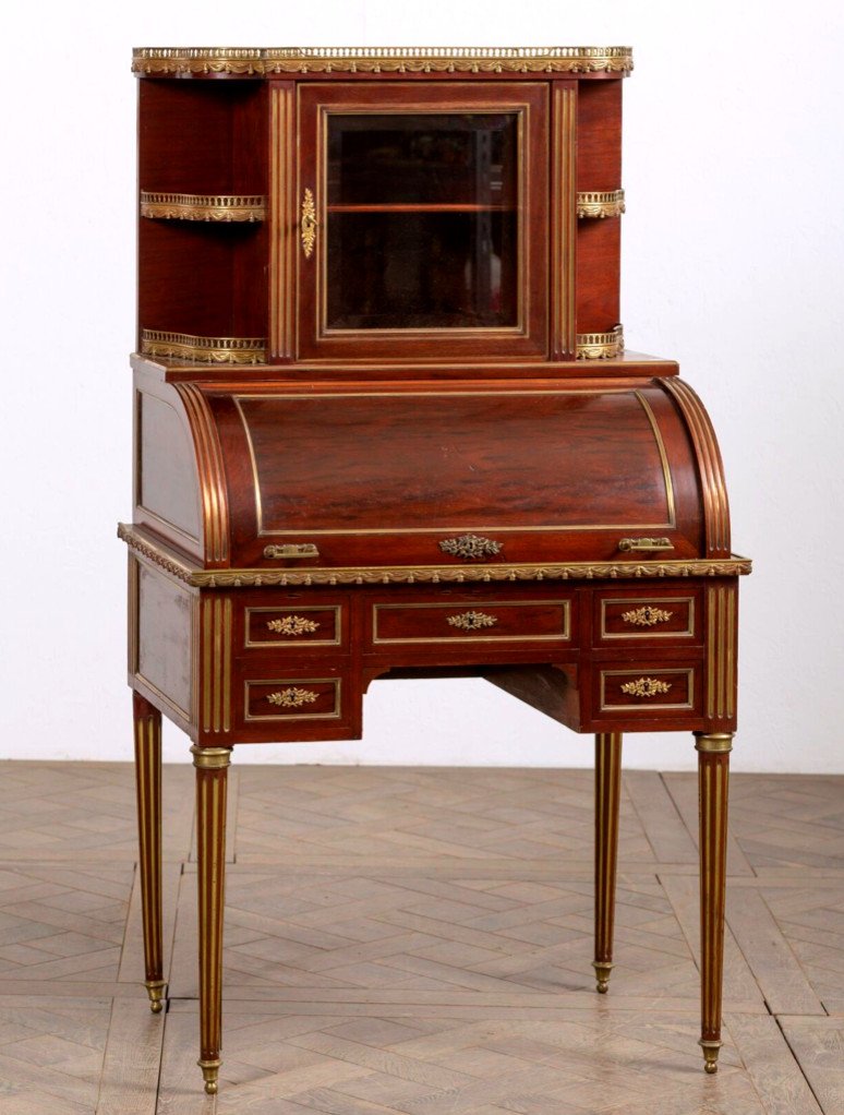 Louis XVI Cylinder Desk, Bonheur Du Jour In Mahogany