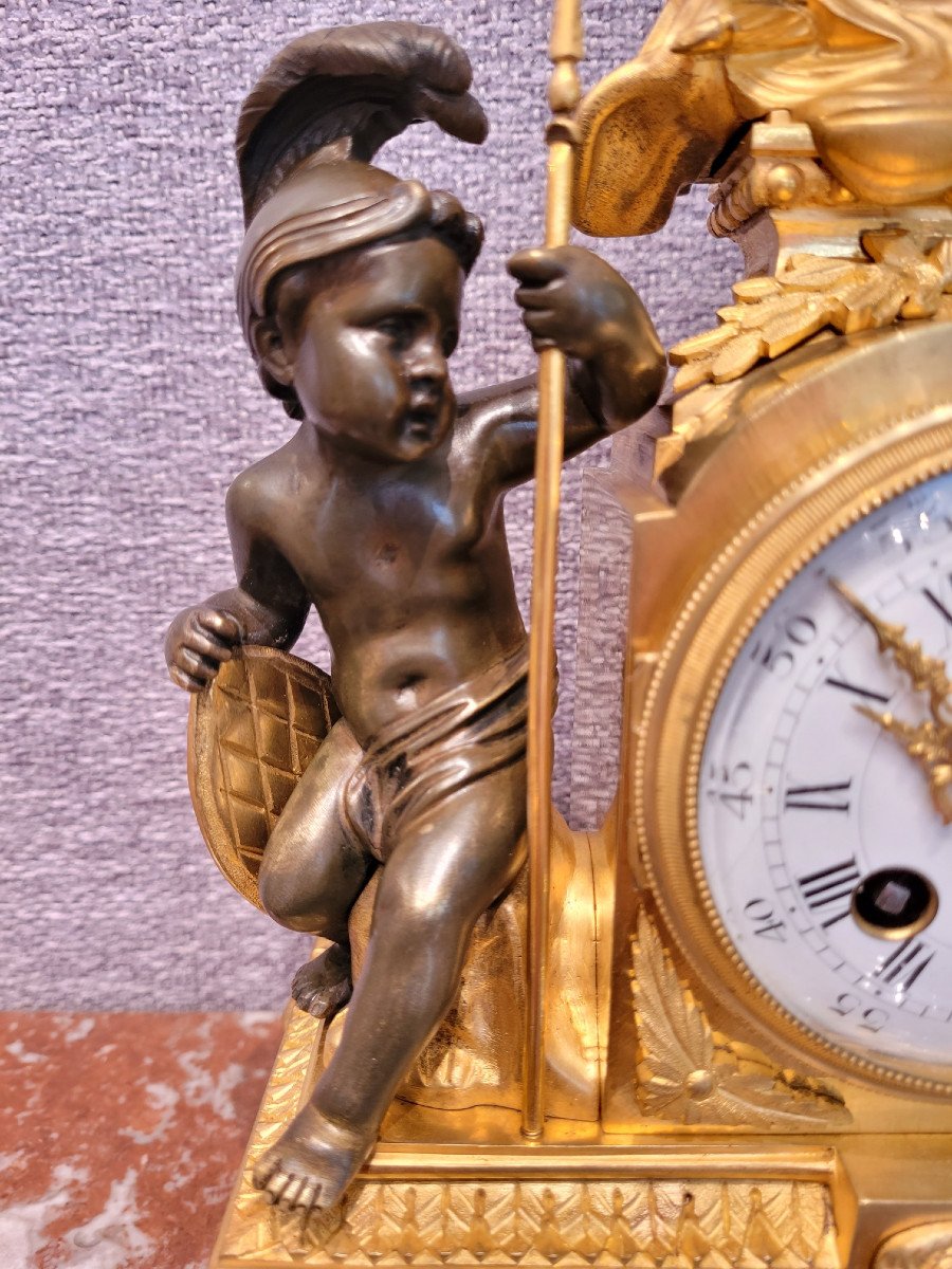 Clock: War And Peace, Gilt And Patinated Bronze-photo-4