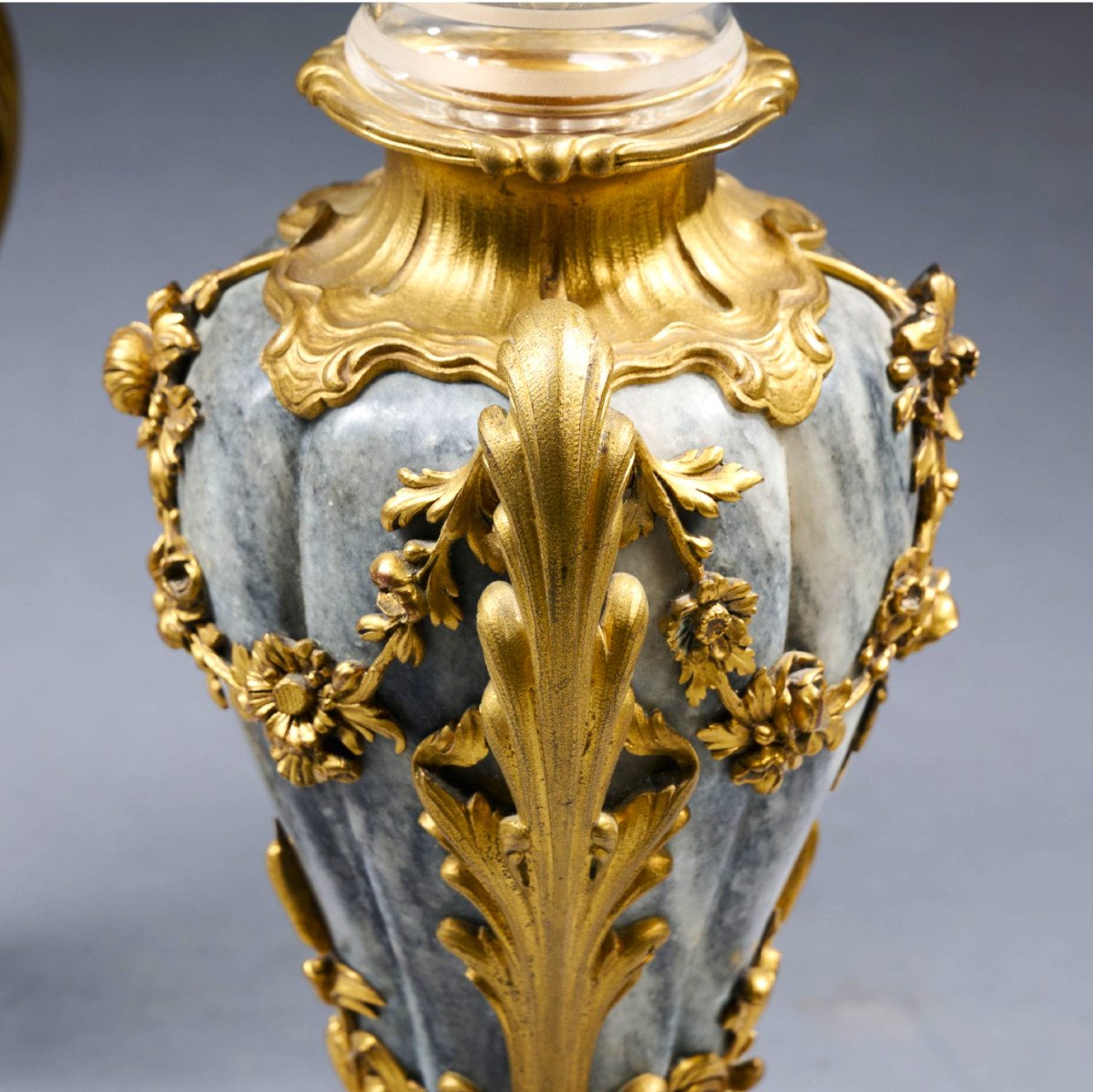 Paire De Vases En Marbre, Bronze Doré Et Cristal 19ème Siècle-photo-4