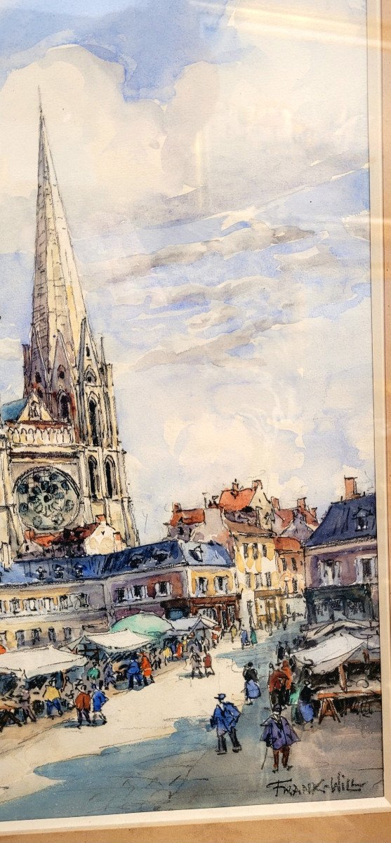 Watercolor By Frank Will, Chartres Cathedral-photo-4