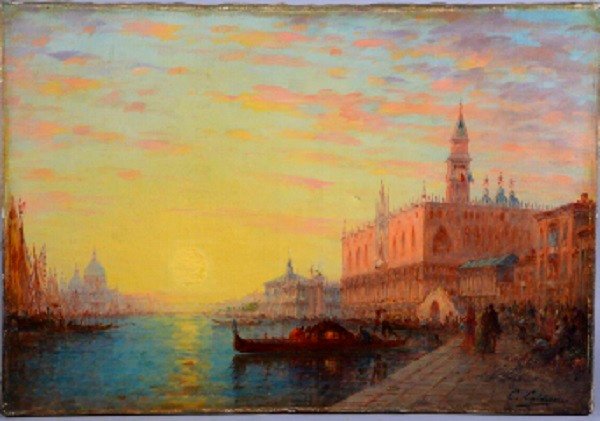 Calderon, Venise, Huile Sur Toile Encadrée-photo-4