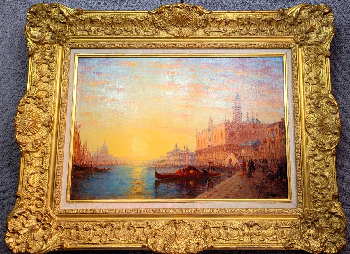 Calderon, Venise, Huile Sur Toile Encadrée