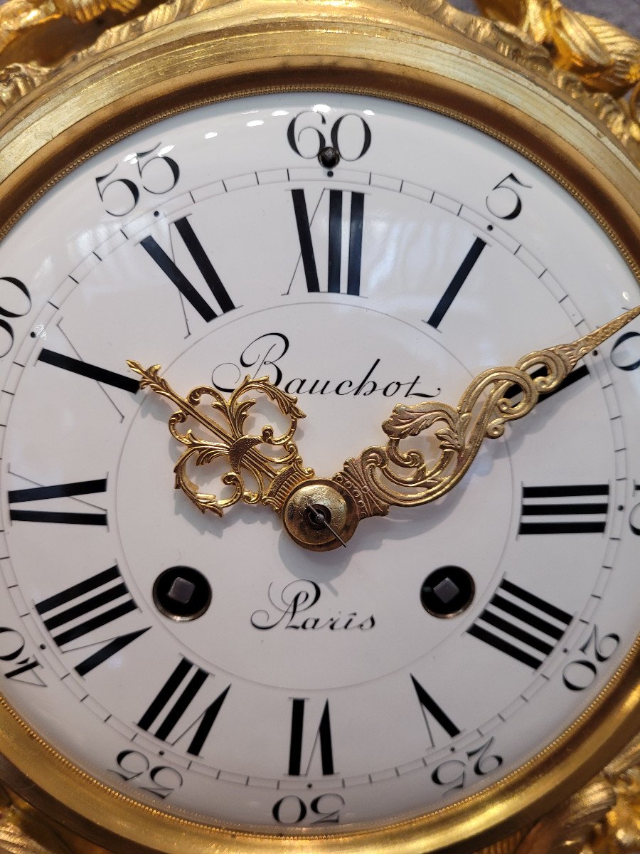 Important Rocaille Clock In Gilded Bronze-photo-3