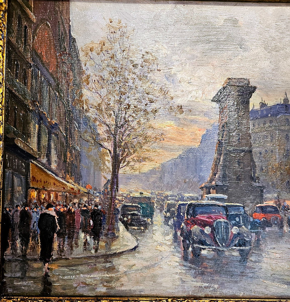 Paire De Tableaux Huile Sur Bois,vues De Paris,  Henry Malfroy;  l'Etoile Et La Porte St Denis.-photo-4