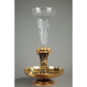 Centerpiece, Gilt Bronze And Cut Crystal