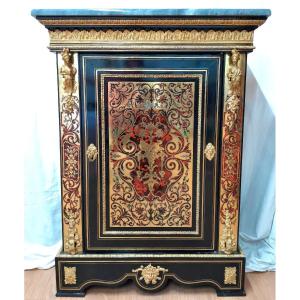 Support Cabinet He Pretot Late Louis Philippe-napoleon III Period In Marquetry Dite Boulle