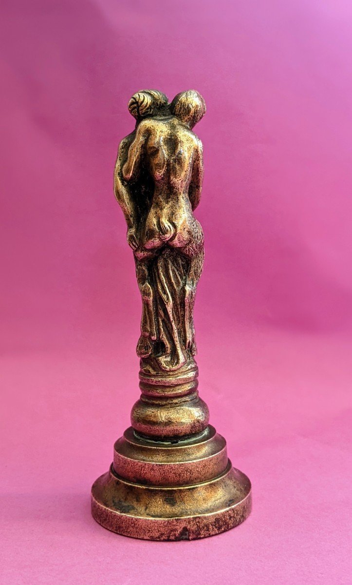 Cachet, sceau en bronze. Faune et nymphe-photo-3