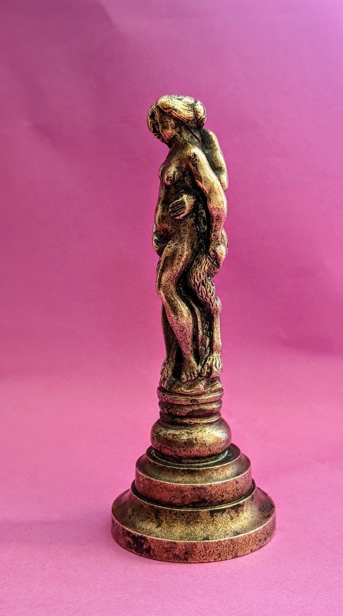 Cachet, sceau en bronze. Faune et nymphe-photo-3