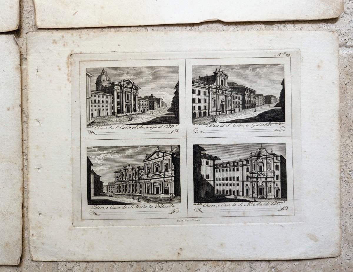 Architecture. 7 Gravures au burin. Monuments de Rome -photo-2