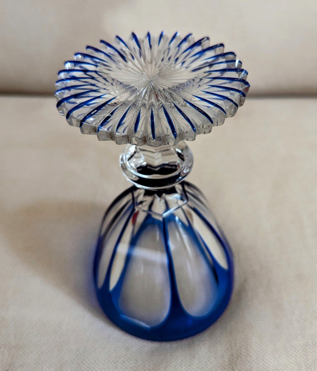 Blue Overlay Cut Crystal Glass.-photo-4