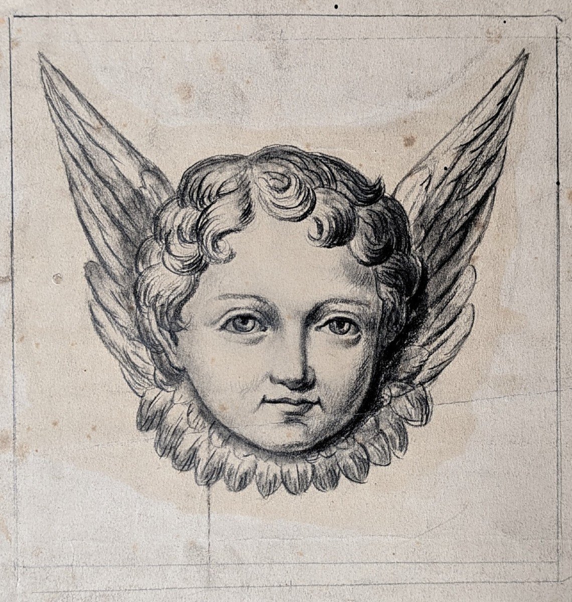 Cherub - 19th Century Drawing