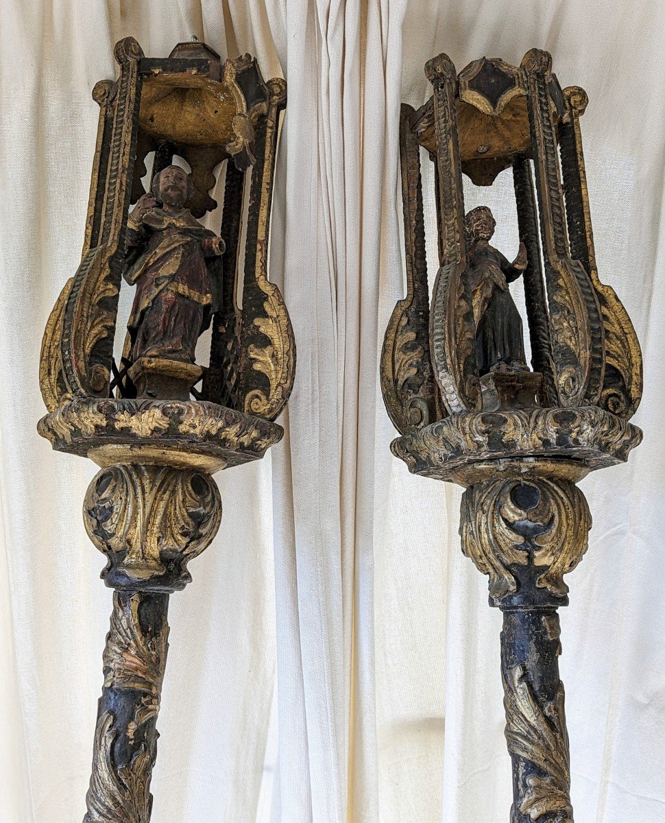 2 Large Procession Sticks 17th Century-photo-3