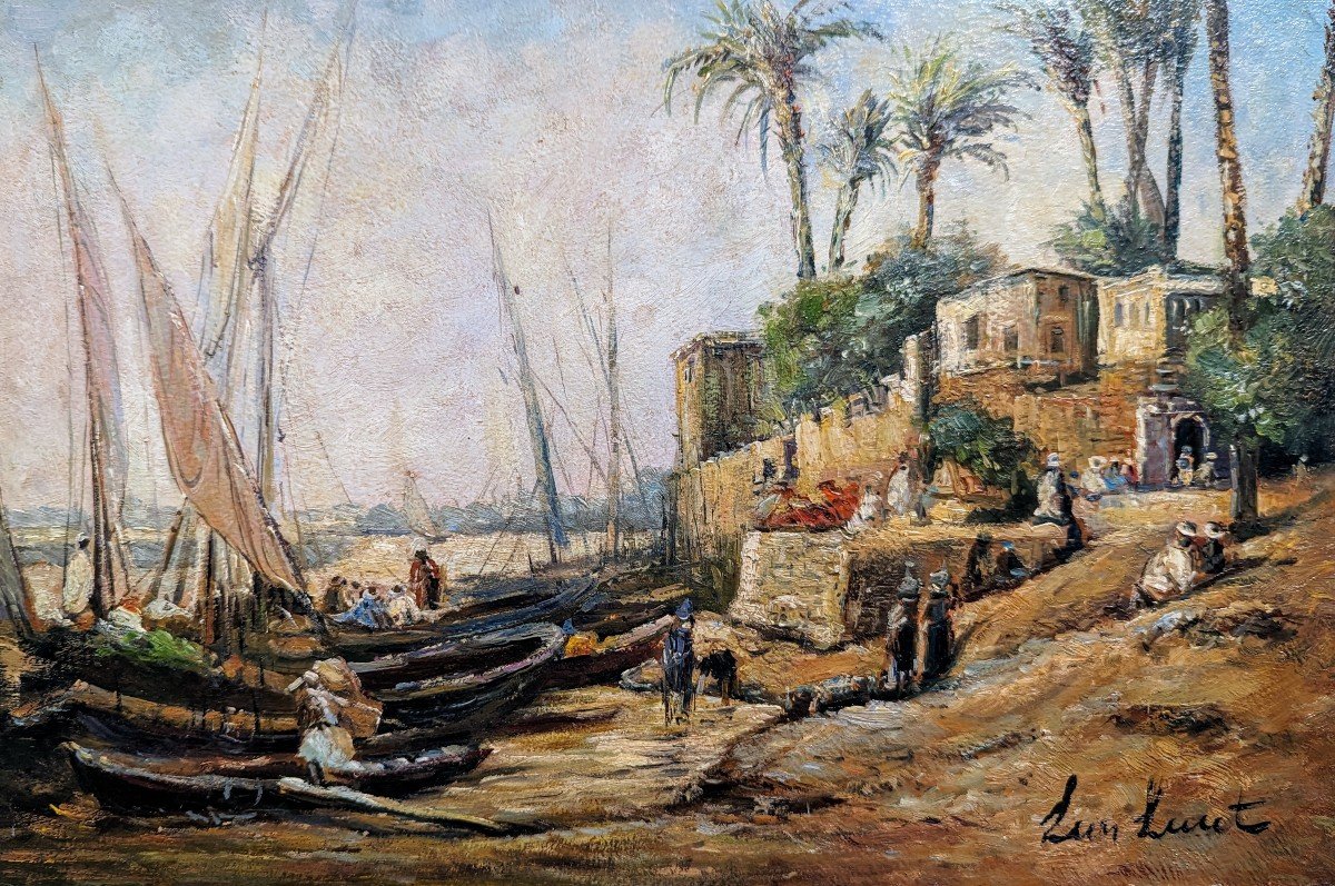 Les Rives du Nil par Léon Luret, Peintre Orientaliste.-photo-3