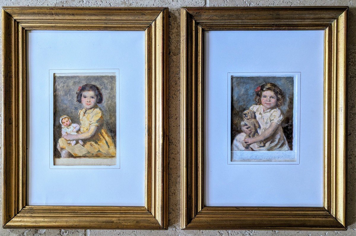 2 Studies Of Little Girls By Goulinat