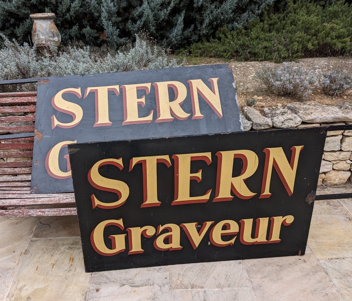 Pair Of Large Signs Stern Engraver Paris-photo-3